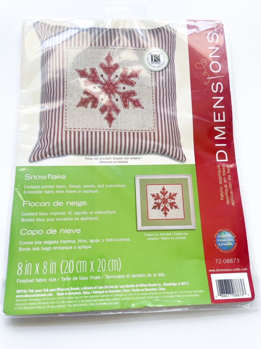 New Dimensions Snowflake Embroidery Fabric Applique Kit